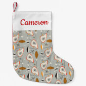 Jouw naam toevoegen | Geometrisch Blauwgroen en bl Kleine Kerstsok (Voorkant)