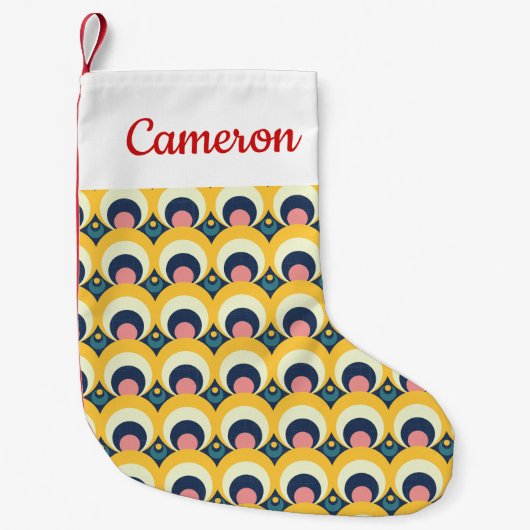 Jouw naam toevoegen | Geometrisch cirkelpatroon Kleine Kerstsok (Voorkant)