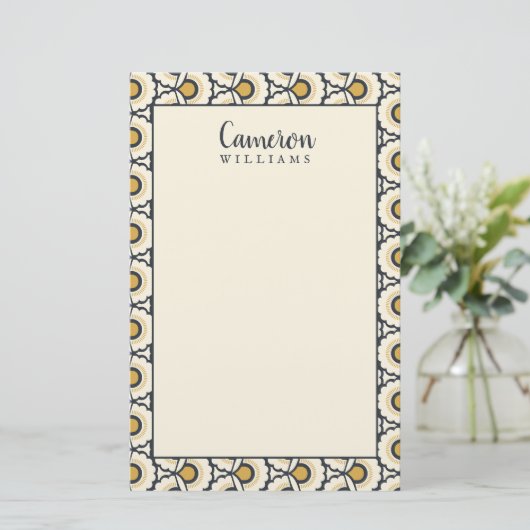 Jouw naam toevoegen | Geometrisch Florentijn Briefpapier (Staand voorkant)