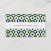 Jouw naam toevoegen | Geometrisch goud- en blauw p Visitekaartje (Achterkant)