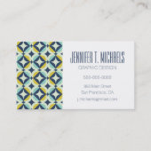 Jouw naam toevoegen | Geometrisch goud- en blauw p Visitekaartje (Voorkant)