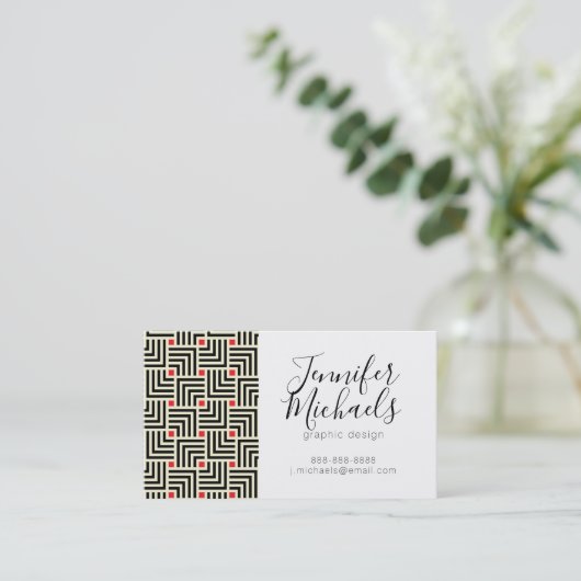 Jouw naam toevoegen | Geometrisch lijnpatroon Visitekaartje (Staand voorkant)