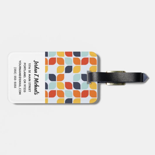 Jouw naam toevoegen |  geometrisch patroon bagagelabel (Achterkant horizontaal)