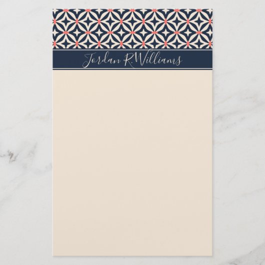 Jouw naam toevoegen | Geometrisch Star-patroon Briefpapier (Voorkant)