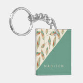 Jouw naam toevoegen | Geometrisch verlooppatroon Sleutelhanger (Voorkant Links)