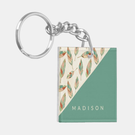 Jouw naam toevoegen | Geometrisch verlooppatroon Sleutelhanger (Voorkant Links)