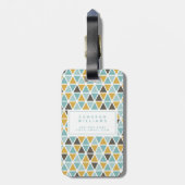 Jouw naam toevoegen | Geometrische driehoekspatroo Bagagelabel (Achterkant verticaal)