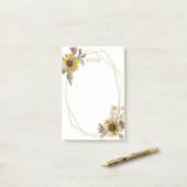 Jouw naam toevoegen | Geometrische zonnebloemen Post-it® Notes (Op bureau)