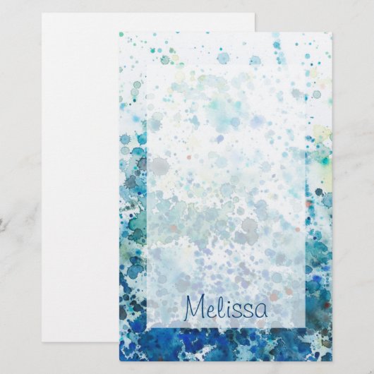 Jouw naam toevoegen | Gespikkeld Zee I Briefpapier (Voorkant / Achterkant)
