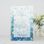 Jouw naam toevoegen | Gespikkeld Zee I Briefpapier (Staand voorkant)