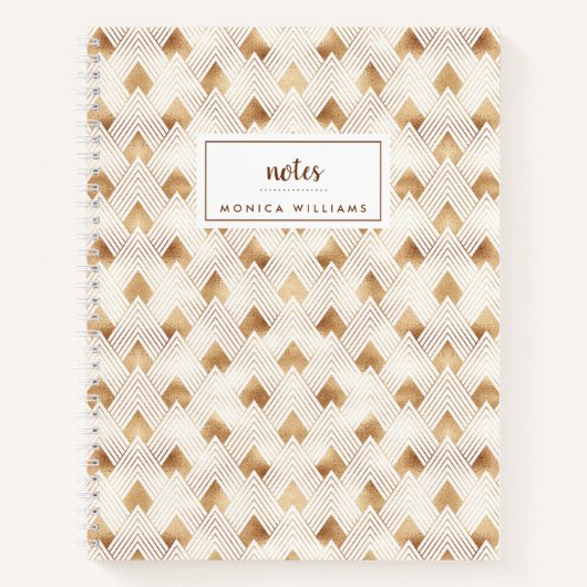 Jouw naam toevoegen | Gold Art Deco Pattern Notitieboek (Voorkant)