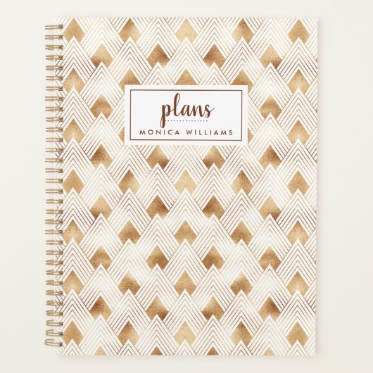 Jouw naam toevoegen | Gold Art Deco Pattern Planner (Voorkant)