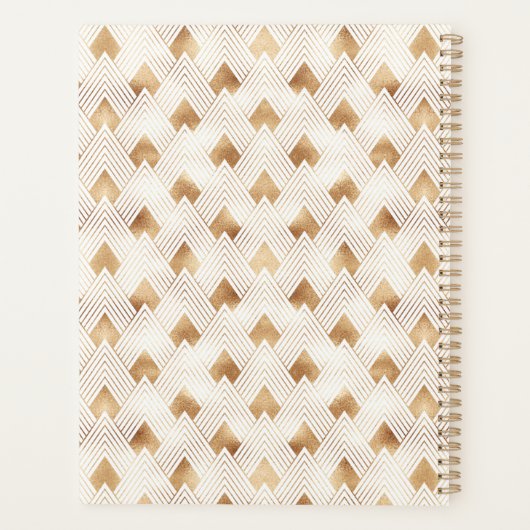 Jouw naam toevoegen | Gold Art Deco Pattern Planner (Achterkant)