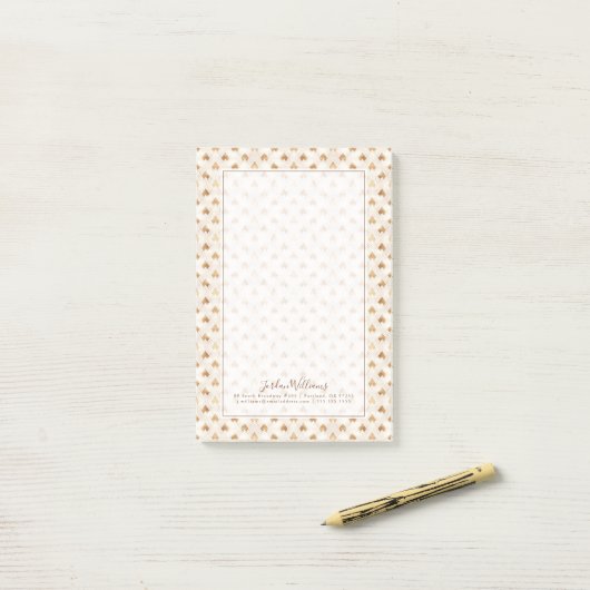 Jouw naam toevoegen | Gold Art Deco Pattern Post-it® Notes (Op bureau)