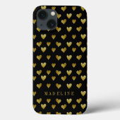Jouw naam toevoegen | Gold Heart Pattern Case-Mate iPhone Case (Achterkant)