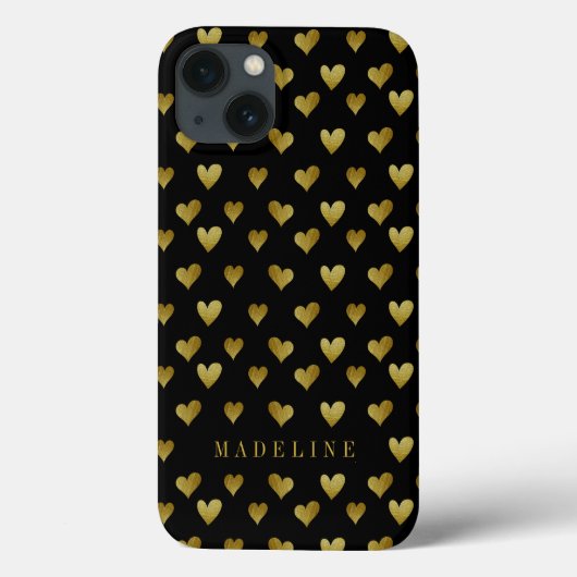 Jouw naam toevoegen | Gold Heart Pattern Case-Mate iPhone Case (Achterkant)