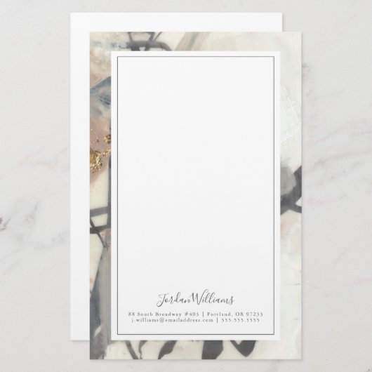 Jouw naam toevoegen | Golden Blush Briefpapier (Voorkant / Achterkant)