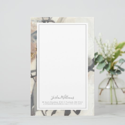 Jouw naam toevoegen | Golden Blush Briefpapier (Staand voorkant)