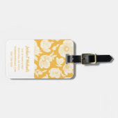 Jouw naam toevoegen | Golden Flower Pattern Bagagelabel (Voorkant horizontaal)