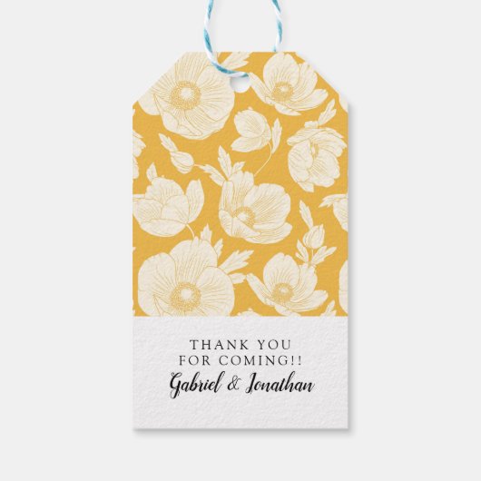 Jouw naam toevoegen | Golden Flower Pattern Cadeaulabel (Achterkant)