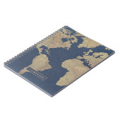 Jouw naam toevoegen | Goud en blauwe Wereldkaart Notitieboek (Linkerzijde)