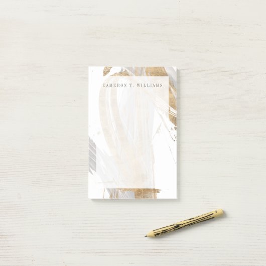 Jouw naam toevoegen | Goud en grijs Post-it® Notes (Op bureau)