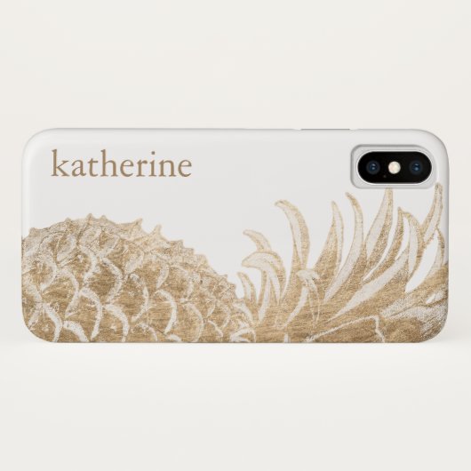 Jouw naam toevoegen | Goud tropisch dennappel Case-Mate iPhone Case (Achterkant (horizontaal))