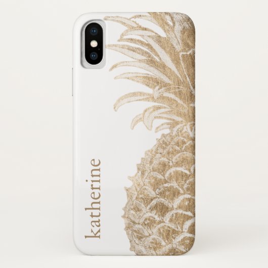 Jouw naam toevoegen | Goud tropisch dennappel Case-Mate iPhone Case (Achterkant)