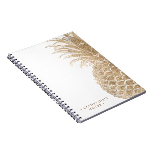 Jouw naam toevoegen | Goud tropisch dennappel Notitieboek (Rechterzijde)
