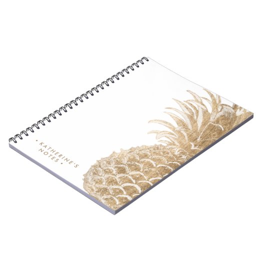 Jouw naam toevoegen | Goud tropisch dennappel Notitieboek (Linkerzijde)