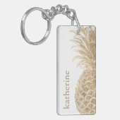 Jouw naam toevoegen | Goud tropisch dennappel Sleutelhanger (Voorkant Links)