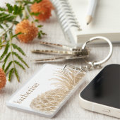 Jouw naam toevoegen | Goud tropisch dennappel Sleutelhanger (Voorkant Rechts)