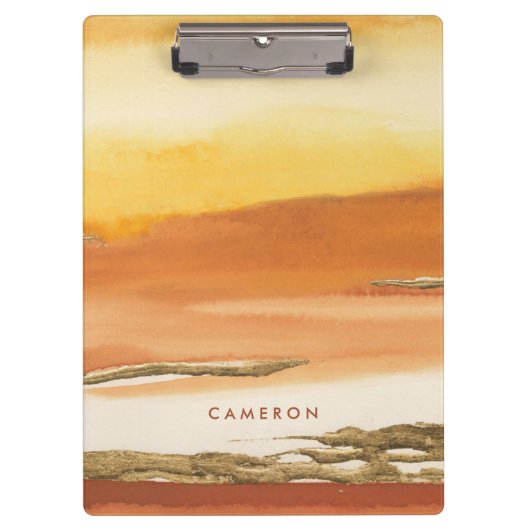 Jouw naam toevoegen | Goudamber I Ver. 2 Abstracte Klembord (Voorkant)