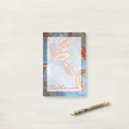 Jouw naam toevoegen | Graceful Koi II Post-it® Notes (Op bureau)
