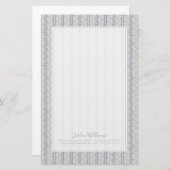 Jouw naam toevoegen | Gray Hand Drawn Chevron Patt Briefpapier (Voorkant / Achterkant)