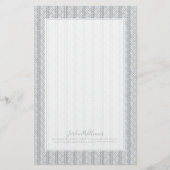 Jouw naam toevoegen | Gray Hand Drawn Chevron Patt Briefpapier (Voorkant)