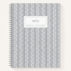 Jouw naam toevoegen   Gray Hand Drawn Chevron Patt Notitieboek