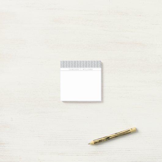 Jouw naam toevoegen | Gray Hand Drawn Chevron Patt Post-it® Notes (Op bureau)