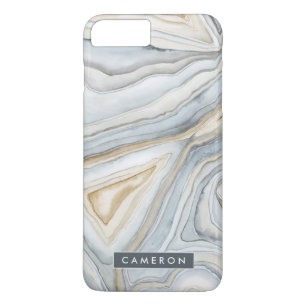 Jouw naam toevoegen Grijs gemarmerd abstract ont iPhone 8/7 Plus Hoesje