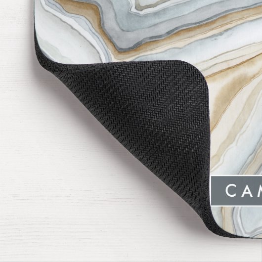 Jouw naam toevoegen | Grijs gemarmerd abstract ont Muismat (Hoek)