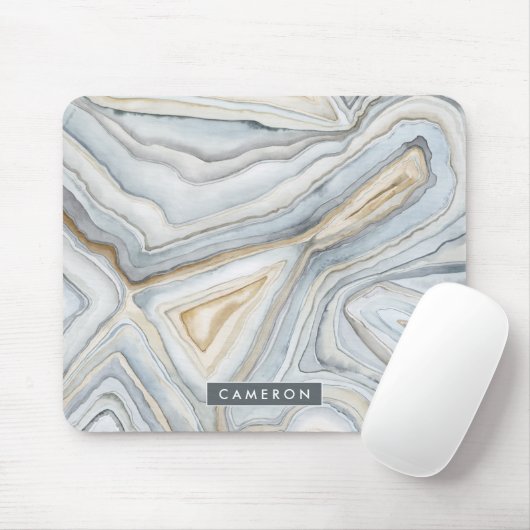 Jouw naam toevoegen | Grijs gemarmerd abstract ont Muismat (Met muis)