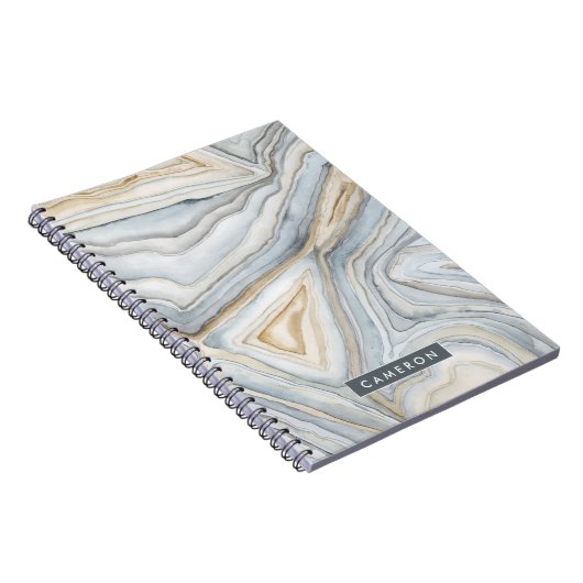 Jouw naam toevoegen | Grijs gemarmerd abstract ont Notitieboek (Rechterzijde)