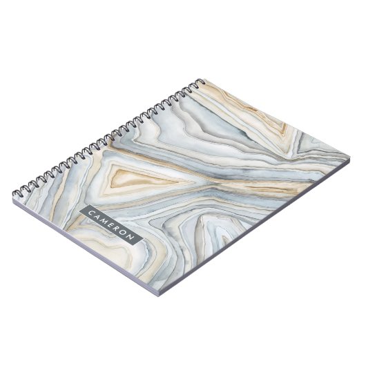 Jouw naam toevoegen | Grijs gemarmerd abstract ont Notitieboek (Linkerzijde)