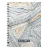 Jouw naam toevoegen | Grijs gemarmerd abstract ont Notitieboek (Voorkant)