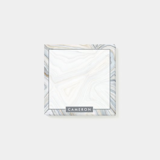 Jouw naam toevoegen | Grijs gemarmerd abstract ont Post-it® Notes (Voorkant)