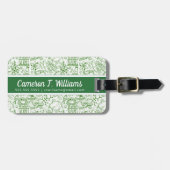Jouw naam toevoegen | Groen biologiepatroon Bagagelabel (Voorkant horizontaal)
