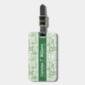 Jouw naam toevoegen | Groen biologiepatroon Bagagelabel (Voorkant verticaal)