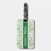 Jouw naam toevoegen | Groen biologiepatroon Bagagelabel (Achterkant verticaal)