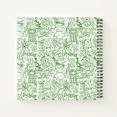 Jouw naam toevoegen | Groen biologiepatroon Notitieboek (Achterkant)