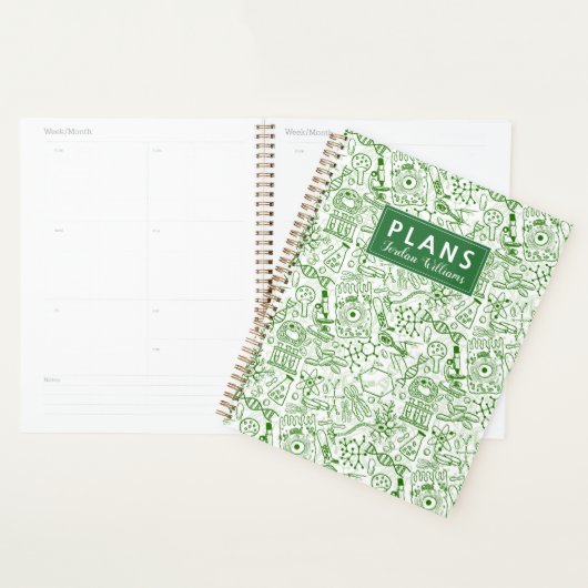Jouw naam toevoegen | Groen biologiepatroon Planner (Display)